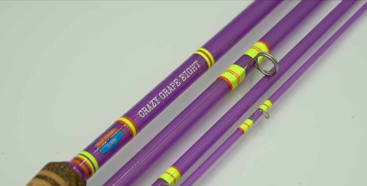 custom purple fishing rod P2 Crazy Grape Eight 8'6" 8 Weight 4pc – Dirty Water Fly Company