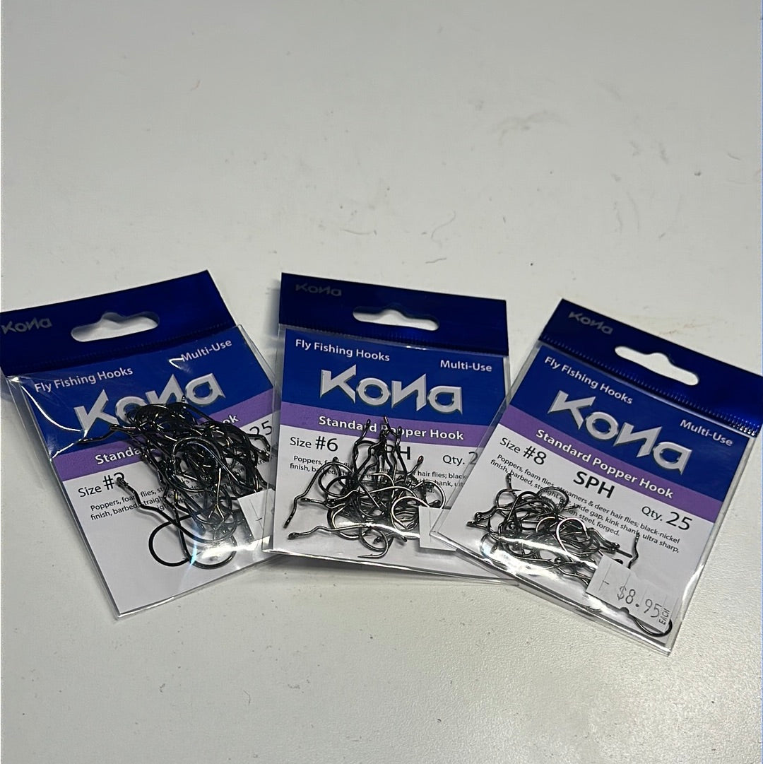 Kona Standard Popper Hooks – Dirty Water Fly Company